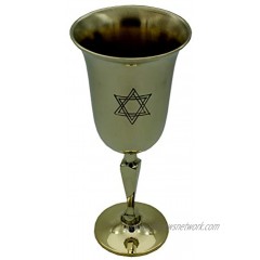 5MoonSun5's handmade brass Jewish Star Of David Ritual Religious Chalice with hand engraved brass cup 6.5" Tall