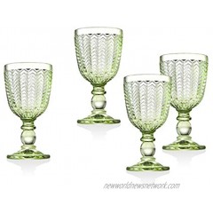 Twill White Wine Goblet Beverage Glass Cup by Godinger Emerald Green Set of 4