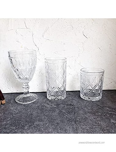 Yesland 4 Pack Goblet Trestle Glassware Clear 12 Ounce Party Glasses and Old Fashioned Iced Beverage Goblet for Wine Soda Juice in Dinner Parties Bars and Restaurants