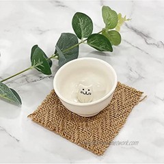 Handcrafted Ceramic Pottery Porcelain Sophisticated Cute Sitting Cat Cup for Sake and Soju Liquor and Tea Ideal for Gift Tea Parties Housewarming White Cat