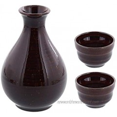 Zen Table Japan Sake Bottle Tokkuri and 2 Sake Cups Guinomi Set with Gift Box Made in Japan Gold Crystal