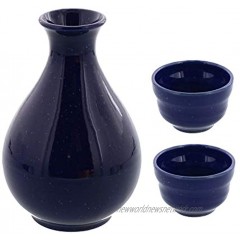 Zen Table Japan Sake Bottle Tokkuri and 2 Sake Cups Guinomi Set with Gift Box Made in Japan Starry Sky