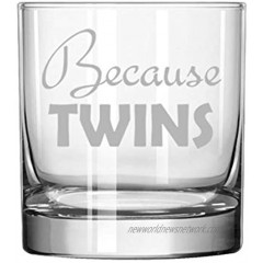 11 oz Rocks Whiskey Highball Glass Because Twins Parent Mom Dad