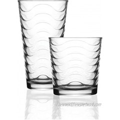 Circleware Pulse Set of 12 Highball Tumbler Drinking Glasses and Whiskey Cups 6-15.7 oz & 6-12.5 oz Glassware for Water Beer Juice Ice Tea Bar Beverages 12pc Clear