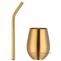 Heavy Base Highball Drinking Cups with Straw ，Insulated Metal Cups stainless steel,Beverage Glassware for Water Beer Liquor Whiskey Bar and Decor Gifts gold