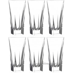 Highball Glass Set of 6 Hiball Glasses Crystal Glass Beautifully Designed Drinking Tumblers for Water Juice Wine Beer and Cocktails 12.75 oz. by Barski Made in Europe