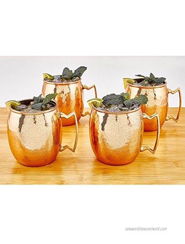 Old Dutch 16 Oz. Nickel-Lined Solid Copper Hammered Moscow Mule Mug Set of 4