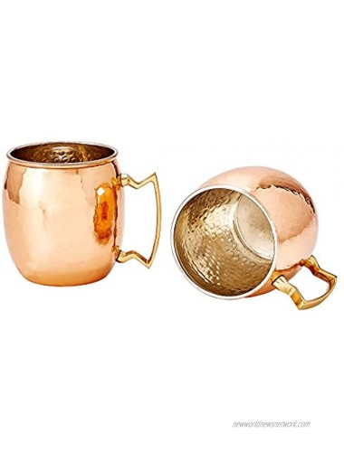 Old Dutch 16 Oz. Nickel-Lined Solid Copper Hammered Moscow Mule Mug Set of 4