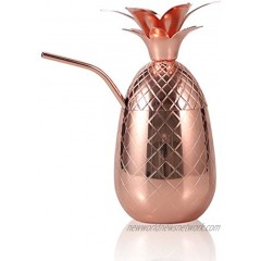 Pineapple Shape Moscow Mule Mug Cocktail Copper 16oz Coffee Milk Cup Drinkware with Lid Straw Bar Accessories by MUGLIO