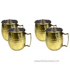 ZUCCOR ZMMG4 Stainless Steel Moscow Mule Mug W Hammered Gold Plated Exterior Set of Four 4.125 X 5.25 X 3.5
