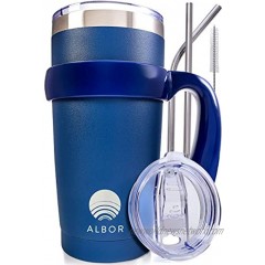 ALBOR Triple Insulated Stainless Steel Tumbler 20 oz Navy Coffee Travel Mug With Handle