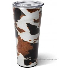 Swig Life 32oz Triple Insulated Stainless Steel Tumbler with Lid Dishwasher Safe Double Wall and Vacuum Sealed Travel Coffee Tumbler in Hayride Cowhide Print