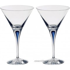 Orrefors Intermezzo Set of 2 Martini Glass 7 Ounce Clear Blue
