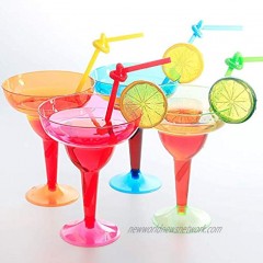 Supernal Plastic Margarita Glasses Set of 36pcs,Disposable Party Cups Colorful Mexican Cocktail Party Decorations 11oz,Disposable Neon Cups Assorted Four Color Green Blue Pink Orange