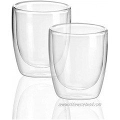 Circleware Thermax Double Wall Insulated Drinking Glasses Set of 2 Glassware Beverage Set Home Kitchen Entertainment Ice Tea Cups for Water Juice Milk Beer Farmhouse Decor 11.5 oz Clear
