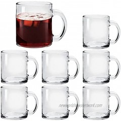 Glass Coffee Mug Set 8 Pack 12 Ounce with Convenient Handle Tea Glasses for Hot Cold Beverages Thermal Shock Resistant Tempered Glass Mugs for Cappuccino Latte Espresso