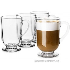 LUXU Irish Glass Coffee Mugs Set of 4,Latte Cups,Clear Coffee Mug 10.5 OZ Glass Mugs With Handles for Hot Beverages Clear Mugs for Tea Cappuccino Latte,Coffee Juice,Milk Hot Chocolate Mugs
