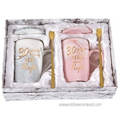 30th Anniversary Mugs for Parents Wedding Anniversary Mugs for Couple Husband Wife Perfect Mug for 30th Anniversary Couple Marble Coffee Mug Set 14 Oz with Coaster Spoon Box