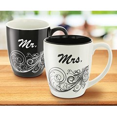 KOVOT Mr. and Mrs. Coffee Mug Set Each Mug Holds 18 Ounces
