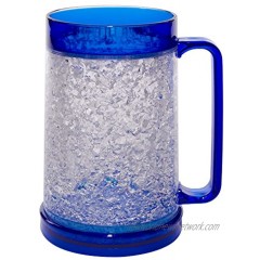 Liquid Logic Double Wall Gel Freezer Mug with Color Infused Handle 16 oz Blue