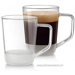 PunPun Clear Large Glass Mugs Set of 2 Crystal Clear Drinking Cups,18OZ. 540ml Glass Coffee Mugs Drinking Glass Mugs with Big Handle Single Wall Design for Cappuccinos Latte Cups Hand Made.