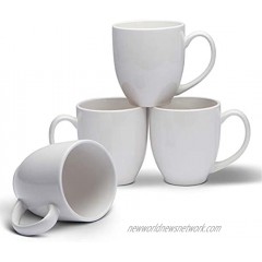 Serami 14oz Bistro White Mugs for Coffee or Tea. Large Handles and Ceramic Construction Set of 4