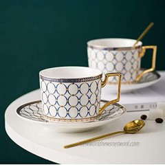 CwlwGO-European style cup and saucer set 7 oz about 198.4 grams bone china exquisite glazed platinum tea cup and saucer two sets golden spoon mug cappuccino latte MOCHA elegant female suit.