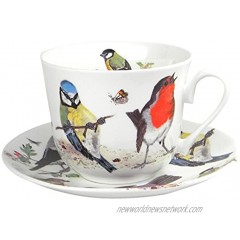 Roy Kirkham Garden Birds Breakfast Teacup and Saucer Set Fine Bone China
