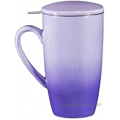 Bruntmor Ceramic Tea Infuser Mug With Stainless Steel Infuser And Removable Lid Microwave Oven And Dishwasher Safe Great For Use With Loose Tea Leaves And Sachets 16 oz Gradient Purple