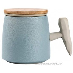 Ceramic Tea Infuser 12OZ Ceramics Tea Mug with Mulfunction Infuser and Lid Heat Proof Porcelain Mug Present Giftcyan blue