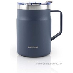 LocknLock Metro Mug with Handle & Lid Double-Wall Stainless Steel Insulated 1 Count Pack of 1 Navy