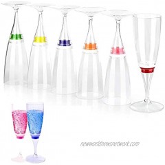 LED Wine Champagne Flute Glasses Homeya Set of 6 Multi-Color Water Liquid Activated Flashing Light Up Cup Blinking Cocktail Whisky Drinkware Glow Mugs for Wedding Bar Club Christmas Party Gifts