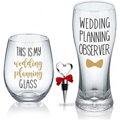 This is My Wedding Planning Glass Set Engagement Gift for Couples Mr & Mrs Gift Anniversary Wedding Gift for Newlyweds Bride and Groom Bridal Shower Gift Set