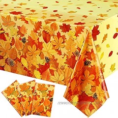 3 Pieces Thanksgiving Fall Leaf Tablecovers Maple Leaves Table Covers Rectangle Plastic Tablecloths Autumn Theme Table Cloth Decorations for Thanksgiving Harvest Party Table Decors 54 x 108 Inches