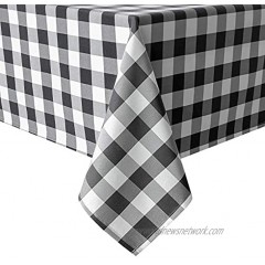 Hiasan 60 x 120 Inch Checkered Tablecloth Rectangle Stain Resistant Spillproof and Washable Gingham Table Cloth for Outdoor Picnic Kitchen and Holiday Dinner Black and White