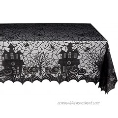HOVEOX 1 Pack Halloween Tablecloth Halloween Spider Web Tablecloth Table Cover Black Lace Spider Web Table Cover for Halloween Party Decorations