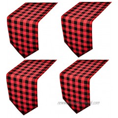4 Pack Buffalo Check Table Runners Red and Black Plaid Table Runner for Christmas Dinner Lumberjack Party Outdoor or Indoor Gatherings Table Home Decorations 12x72