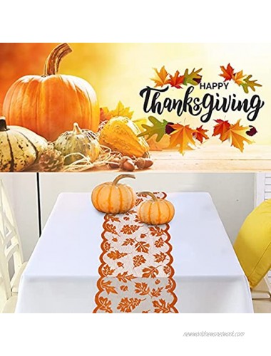 Fall Decor Table Runner 13 x 72 Inch Thanksgiving Fall Decorations Maple Pumpkin Harvest Lace Runner Table Line for Thanksgiving Party Supplies and Daily Use Home Decor