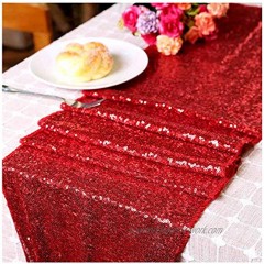 LQIAO Factory Wholesale 30x180cm Sequin Table Runner Red Sparkly Sequin Fabric Rectangle Round Table Wedding Party DIY Customize Accepted