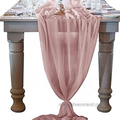 Socomi 2pcs Dusty Rose Chiffon Table Runner Sheer Wedding Runner 29x122 Inches Romantic Table Runner for Wedding Table Decorations