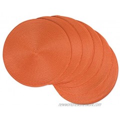 DII Classic Woven Tabletop Collection Indoor Outdoor Placemat Set Round 15 Diameter Orange 6 Count