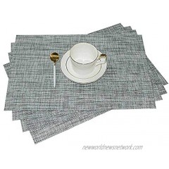 GIVERARE Placemats Set of 4 Heat-Resistant Woven Vinyl Placemat Non-Slip Washable PVC Table Mat Easy to Clean Premium Plastic Table Mats for Dining Table Kitchen Table Smoky Gray