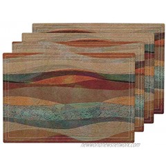 Travertine Sandstone Heat Resistant Placemat Travertine Sandstone Stripes Turquoise Arizona Sw Stripes Stone Sandstone Southwestern by Wren Leyland Washable Placemats for Dining Table Set of 6