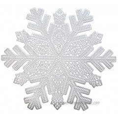 Wintop 15×17 Vinyl Metallic Placemats Hollow Out Design Set of 6 Snowflake Silver