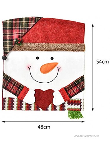 2Pcs Christmas Chair Covers Christmas Dinner Table Chair Slipcovers 3D Santa Claus & Snowman Christmas Chair Back Cover Xmas Home Kitchen Decorations Ornaments Christmas Holiday Festival Party Decor