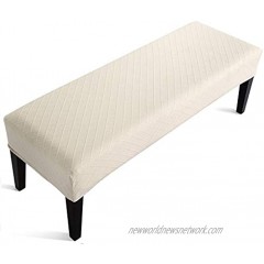 Fuloon Stretch Jacquard Dining Bench Cover Anti-Dust Removable Bench Slipcover Washable Bench Seat Protector Cover for Living Room Bedroom Kitchen Beige
