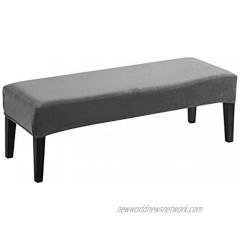 LiveGo 4-Ways Stretch Velvet Bench Covers Removable Washable Rectangle Bench Covers Slipcover Rectangle and Chair Furniture Protective Cover for Dining Room Patio Picnic Dark Gray