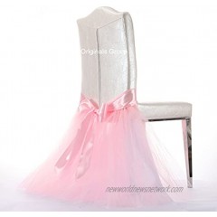 Originals Group Tulle Chair Tutu Skirt with Sash Bow Chair Covers for Wedding Party Supplies Decor 1 Baby Pink