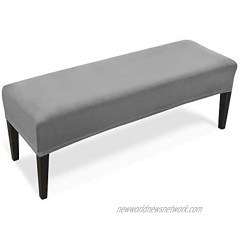 REECOTEX Velvet Bench Covers for Dining Room Soft Stretch Upholstered Bench Seat Slipcover for Living Room Kitchen and Bedroom Washable Removable Dining Bench Protector,Smoky Gray