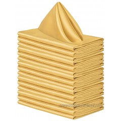 Aneco 16 Pack Square Satin Napkin Bright Silk Table Napkin Soft Smooth Fabric Table Napkin for Wedding Banquet Party Decoration Gold 17 x 17 Inch